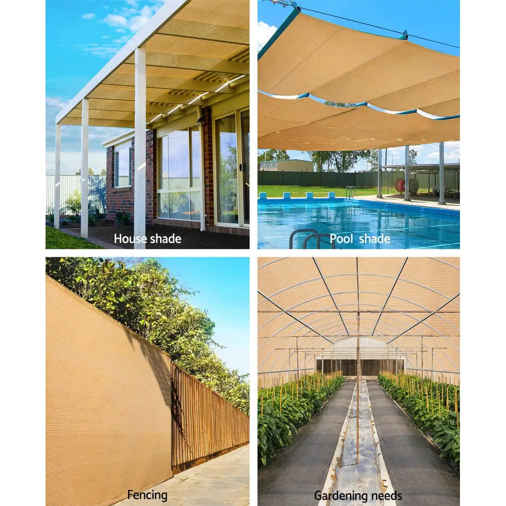 Instahut 70% Shade Cloth 1.83x50m Shadecloth Sail Heavy Duty Beige - Home & Garden > Shading