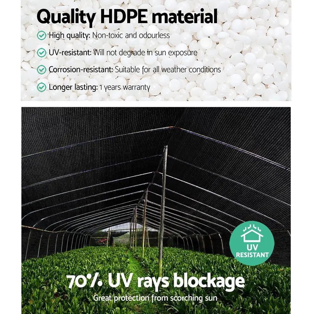 Instahut 70% Shade Cloth 1.83x50m Shadecloth Sail Heavy Duty Black - Home & Garden > Shading