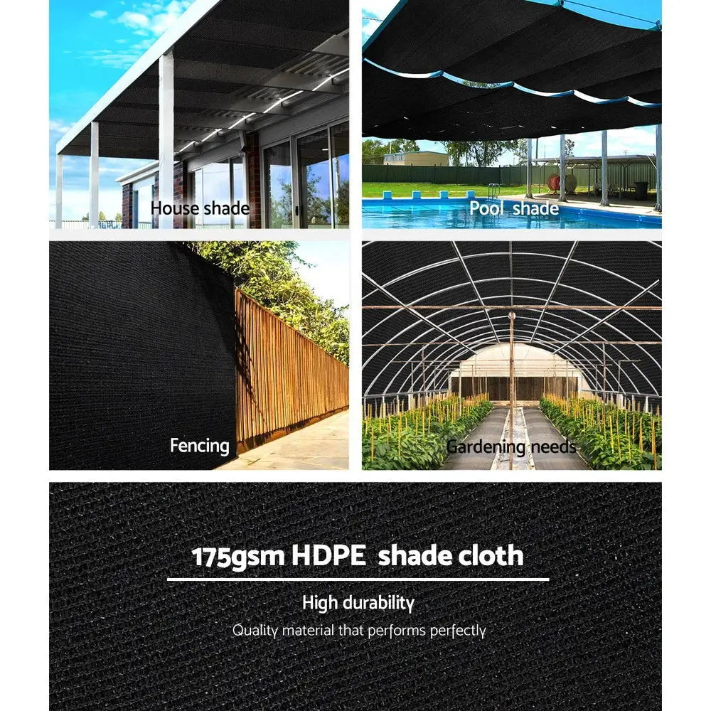 Instahut 70% Shade Cloth 1.83x50m Shadecloth Sail Heavy Duty Black - Home & Garden > Shading