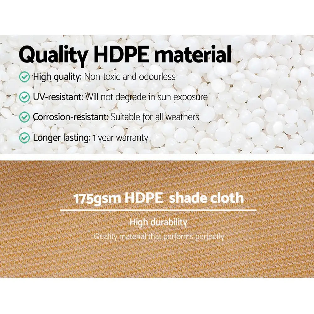 Instahut 70% Shade Cloth 3.66x10m Shadecloth Sail Heavy Duty Beige - Home & Garden > Shading