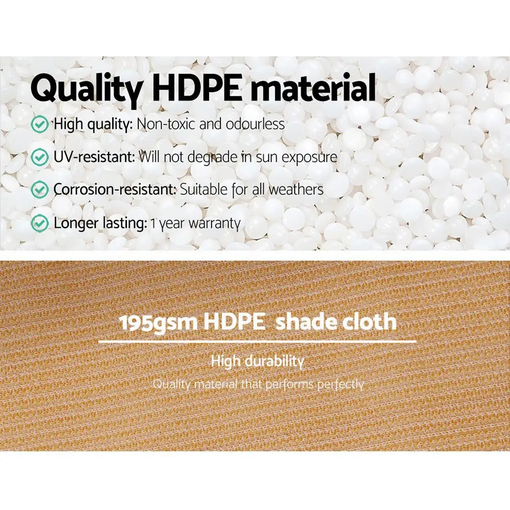 Instahut 90% Shade Cloth 3.66x10m Shadecloth Sail Heavy Duty Beige - Home & Garden > Shading