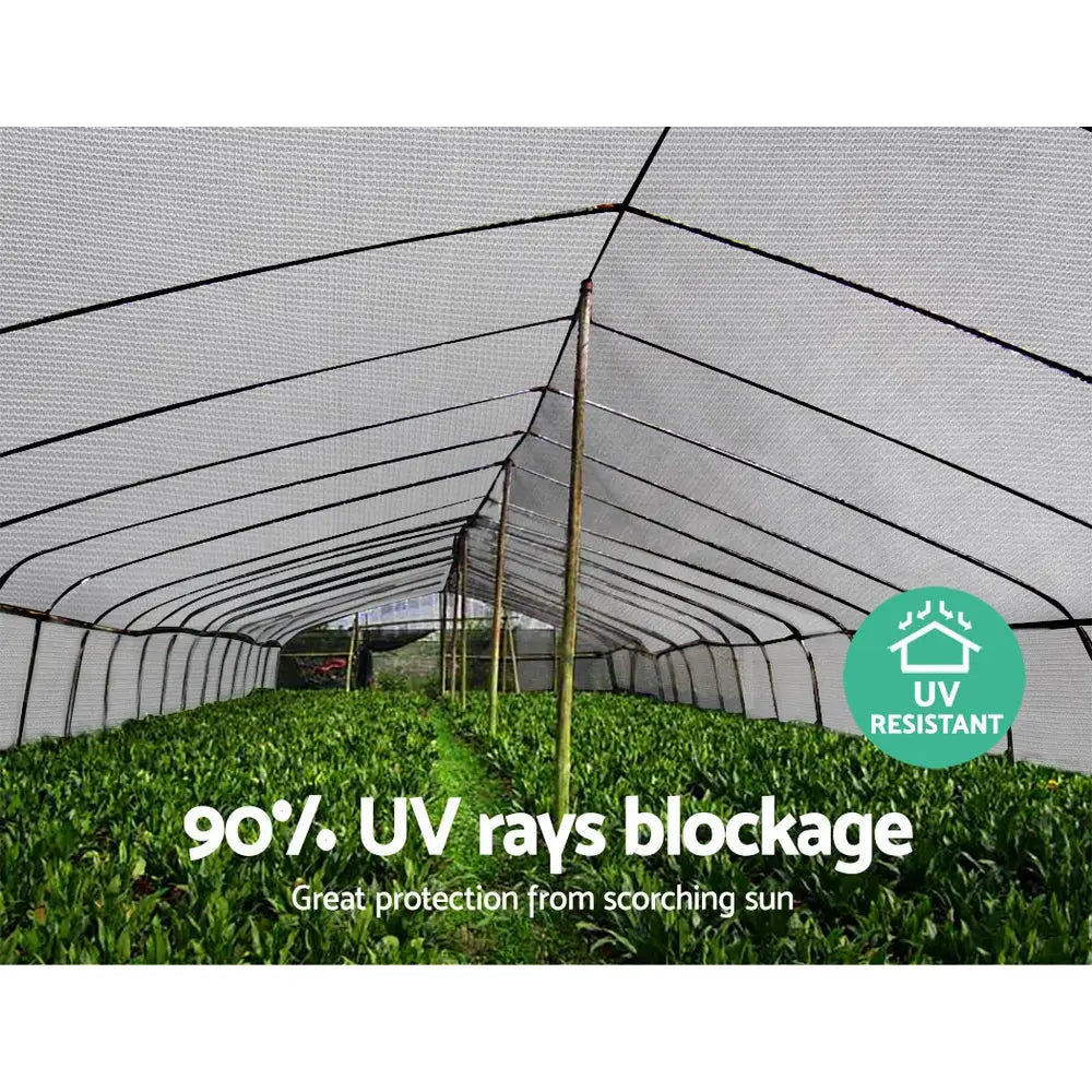 Instahut 90% Shade Cloth 3.66x30m Shadecloth Wide Heavy Duty White - Home & Garden > Shading