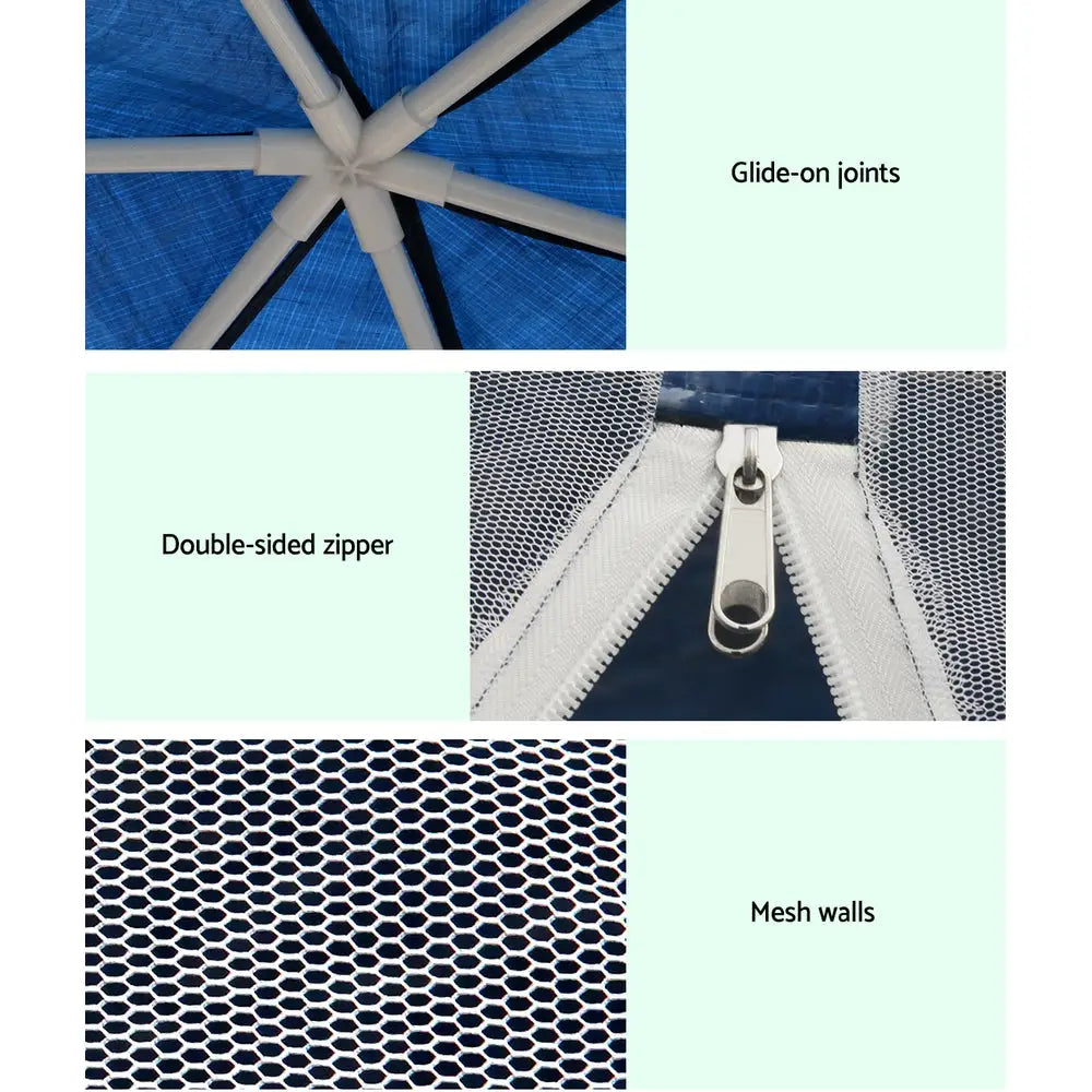 Instahut Gazebo?2x2m Marquee Wedding Party Tent Outdoor Camping Mesh Wall Canopy Shade Gazebos Navy - Home & Garden >