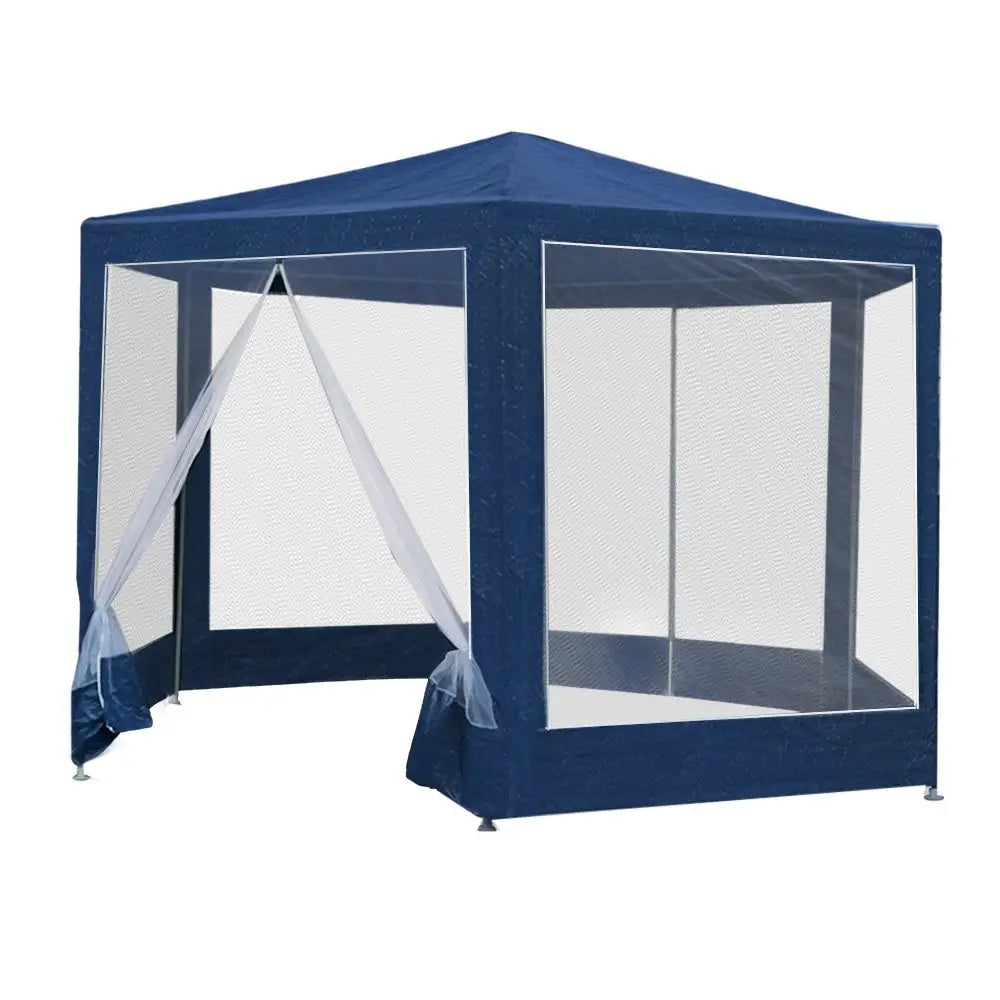 Instahut Gazebo?2x2m Marquee Wedding Party Tent Outdoor Camping Mesh Wall Canopy Shade Gazebos Navy - Home & Garden >