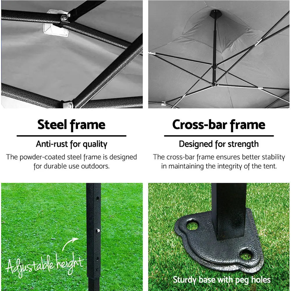 Instahut Gazebo 3x3 Pop Up Marquee Folding Tent Wedding Gazebos Camping Outdoor Shade Canopy Blue - Home & Garden >