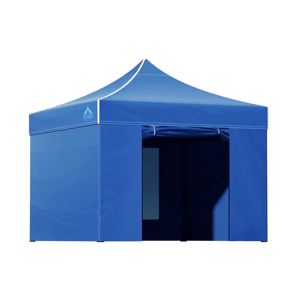Instahut Gazebo 3x3 Pop Up Marquee Folding Tent Wedding Gazebos Camping Outdoor Shade Canopy Blue - Home & Garden >