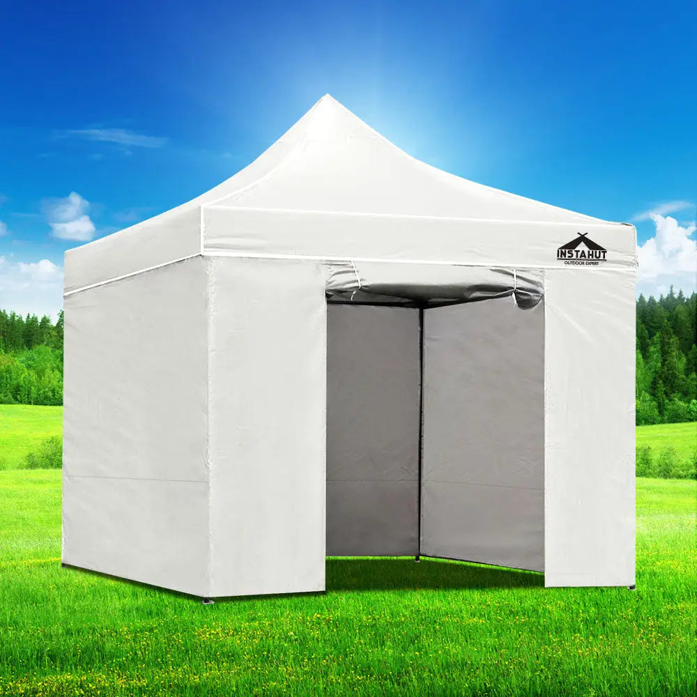 Instahut Gazebo 3x3 Pop Up Marquee Folding Tent Wedding Gazebos Camping Outdoor Shade Canopy White - Occasions >
