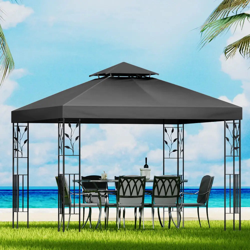 Instahut Gazebo 3x3m Marquee Outdoor Wedding Party Event Tent Home Iron Art Shade Grey - Home & Garden > Shading