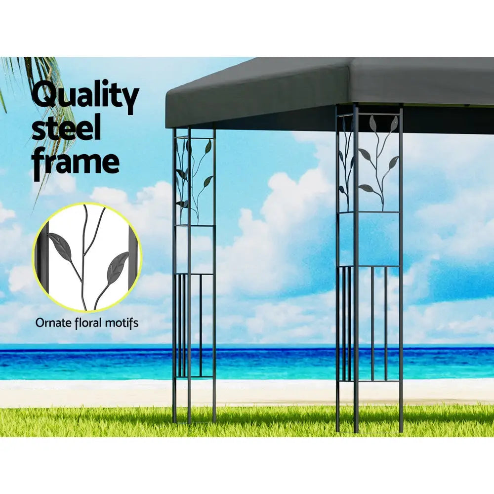 Instahut Gazebo 3x3m Marquee Outdoor Wedding Party Event Tent Home Iron Art Shade Grey - Home & Garden > Shading
