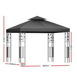 Instahut Gazebo 3x3m Marquee Outdoor Wedding Party Event Tent Home Iron Art Shade Grey - Home & Garden > Shading