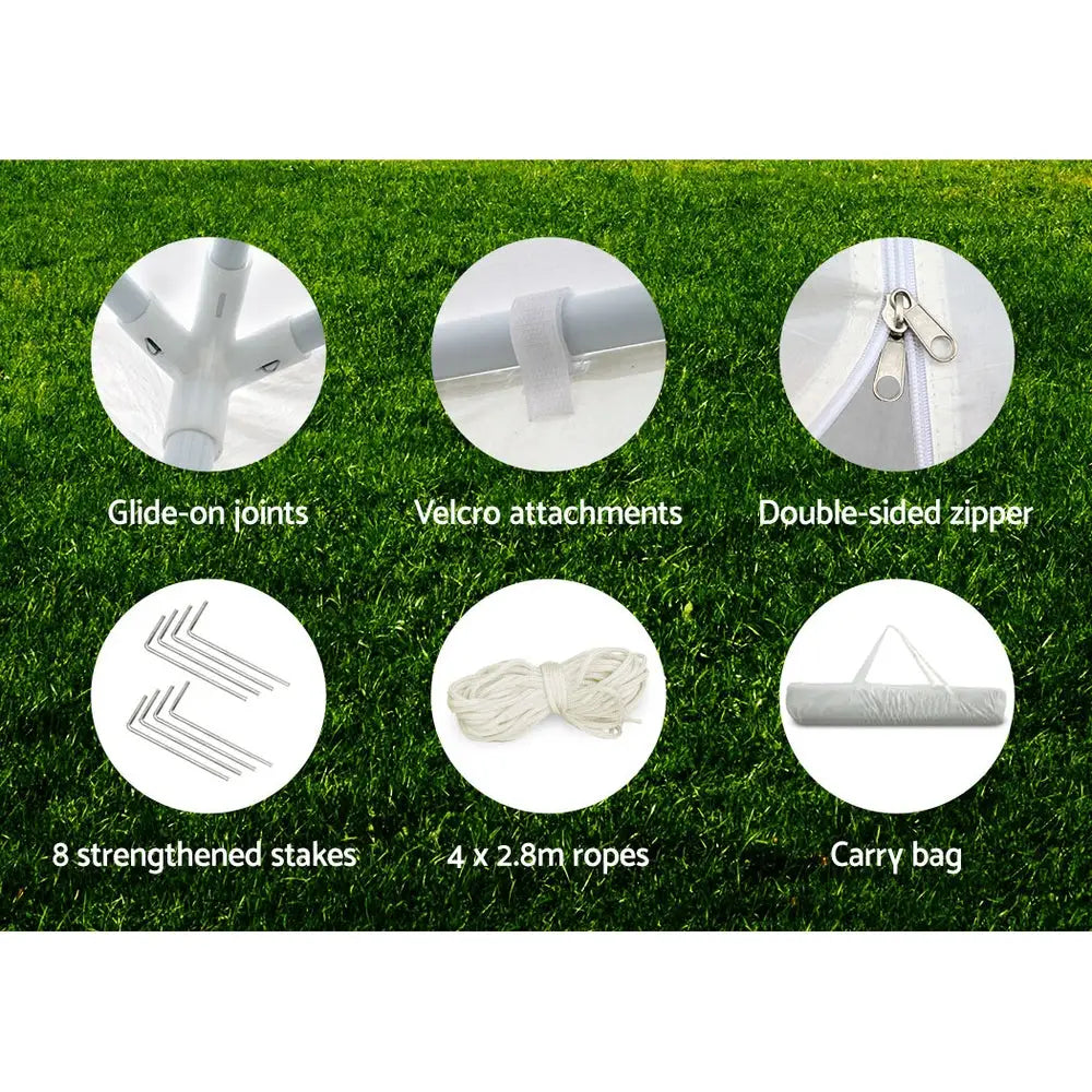 Instahut Gazebo 3x3m Marquee Wedding Party Tent Outdoor Camping Side Wall Canopy Window Panel White - Home & Garden >