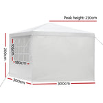 Instahut Gazebo 3x3m Marquee Wedding Party Tent Outdoor Camping Side Wall Canopy Window Panel White - Home & Garden >