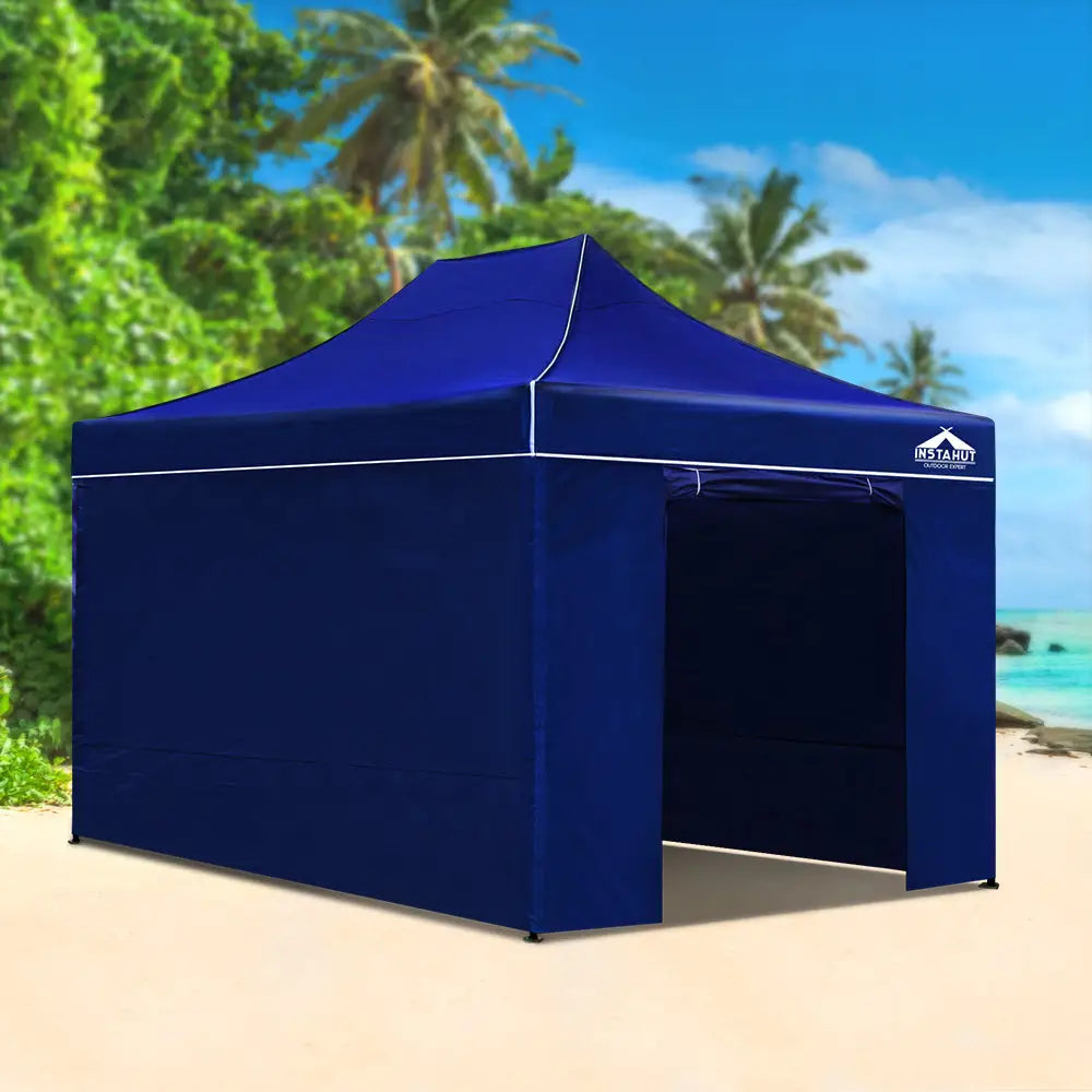 Instahut Gazebo 3x4.5 Pop Up Marquee Folding Tent Wedding Gazebos Camping Outdoor Shade Canopy Blue - Home & Garden >