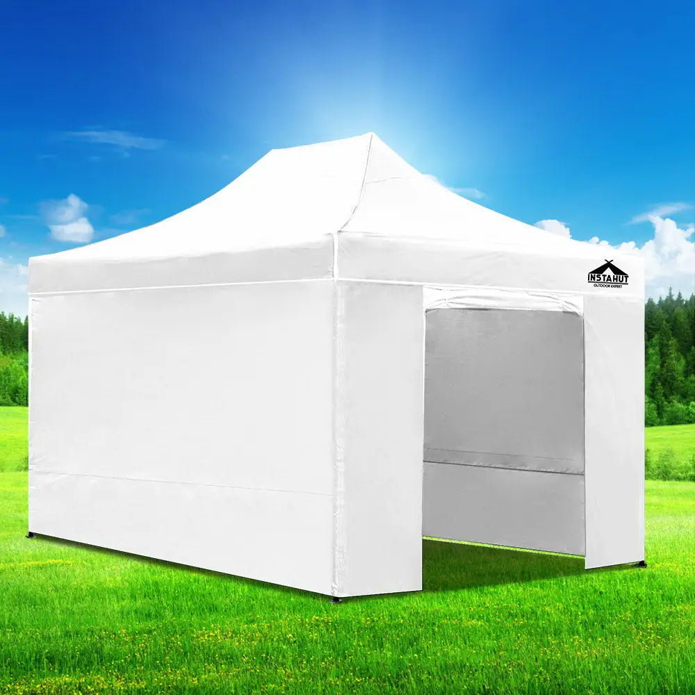 Instahut Gazebo 3x4.5 Pop Up Marquee Folding Tent Wedding Gazebos Camping Outdoor Shade Canopy White - Occasions >