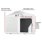 Instahut Gazebo 3x4.5 Pop Up Marquee Folding Tent Wedding Gazebos Camping Outdoor Shade Canopy White - Occasions >