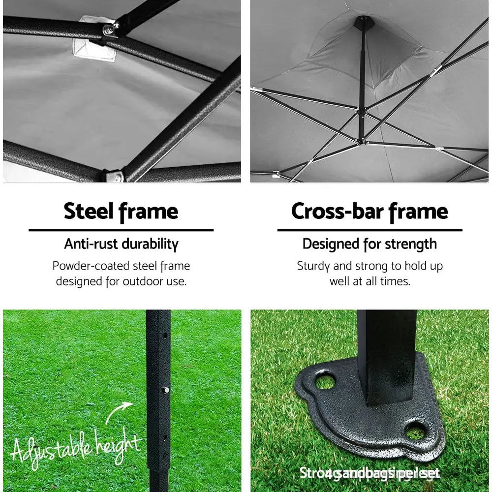 Instahut Gazebo 3x4.5 Pop Up Marquee Folding Tent Wedding Gazebos Camping Outdoor Shade Canopy Blue - Home & Garden >