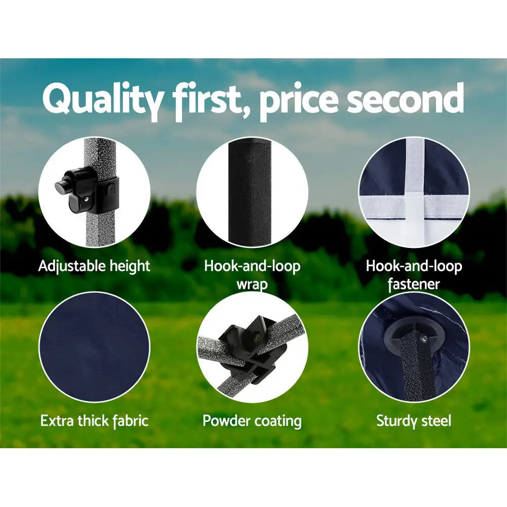 Instahut Gazebo 3x4.5 Pop Up Marquee Folding Tent Wedding Gazebos Camping Outdoor Shade Canopy Navy - Home & Garden >