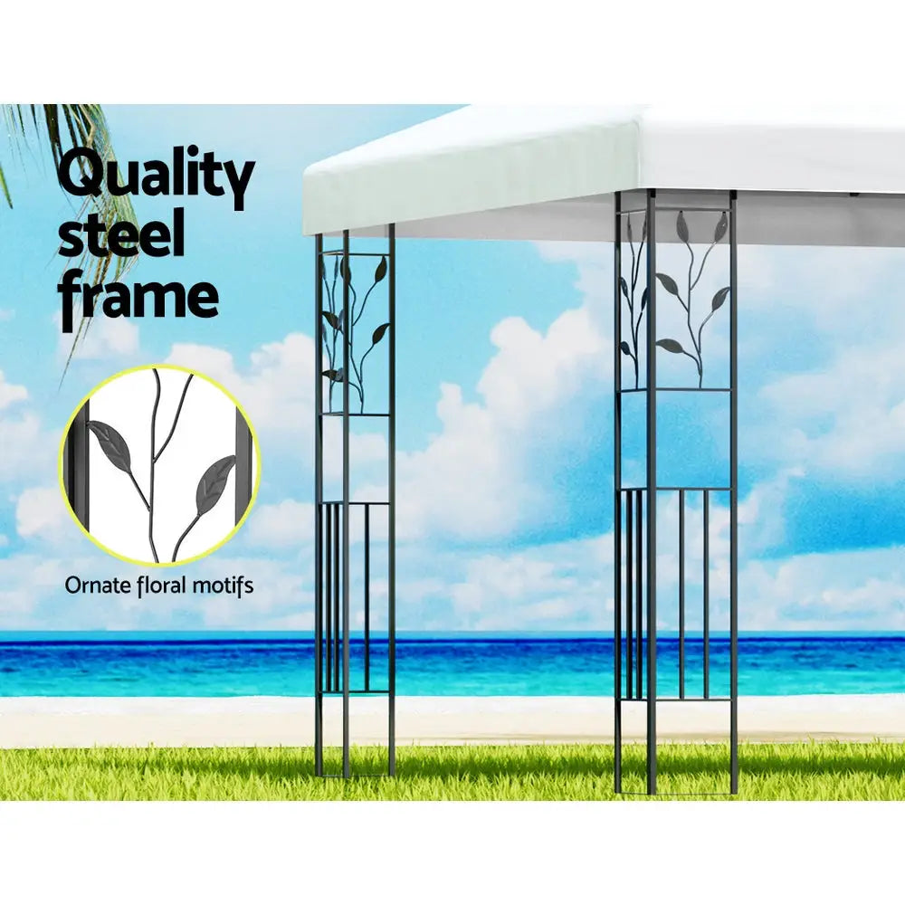 Instahut Gazebo 4x3m Marquee Outdoor Wedding Party Event Tent Home Iron Art Shade White - Home & Garden > Shading
