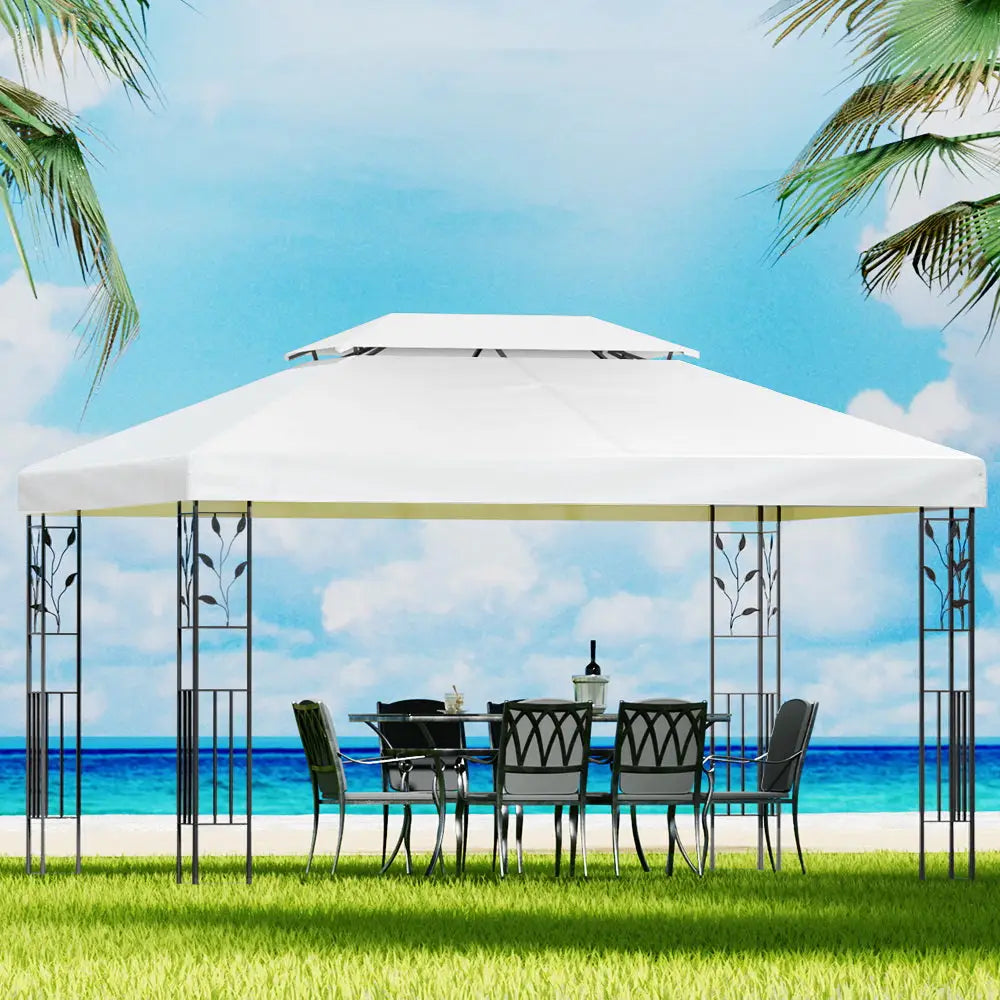 Instahut Gazebo 4x3m Marquee Outdoor Wedding Party Event Tent Home Iron Art Shade White - Home & Garden > Shading