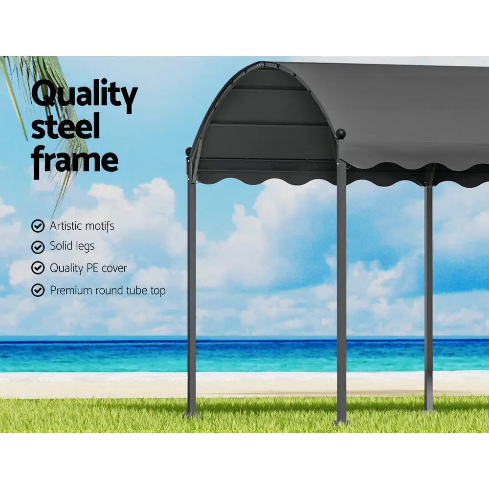 Instahut Gazebo Marquee 4x3m Outdoor Event Wedding Tent Camping Party Shade Iron Art Canopy Grey - Home & Garden >