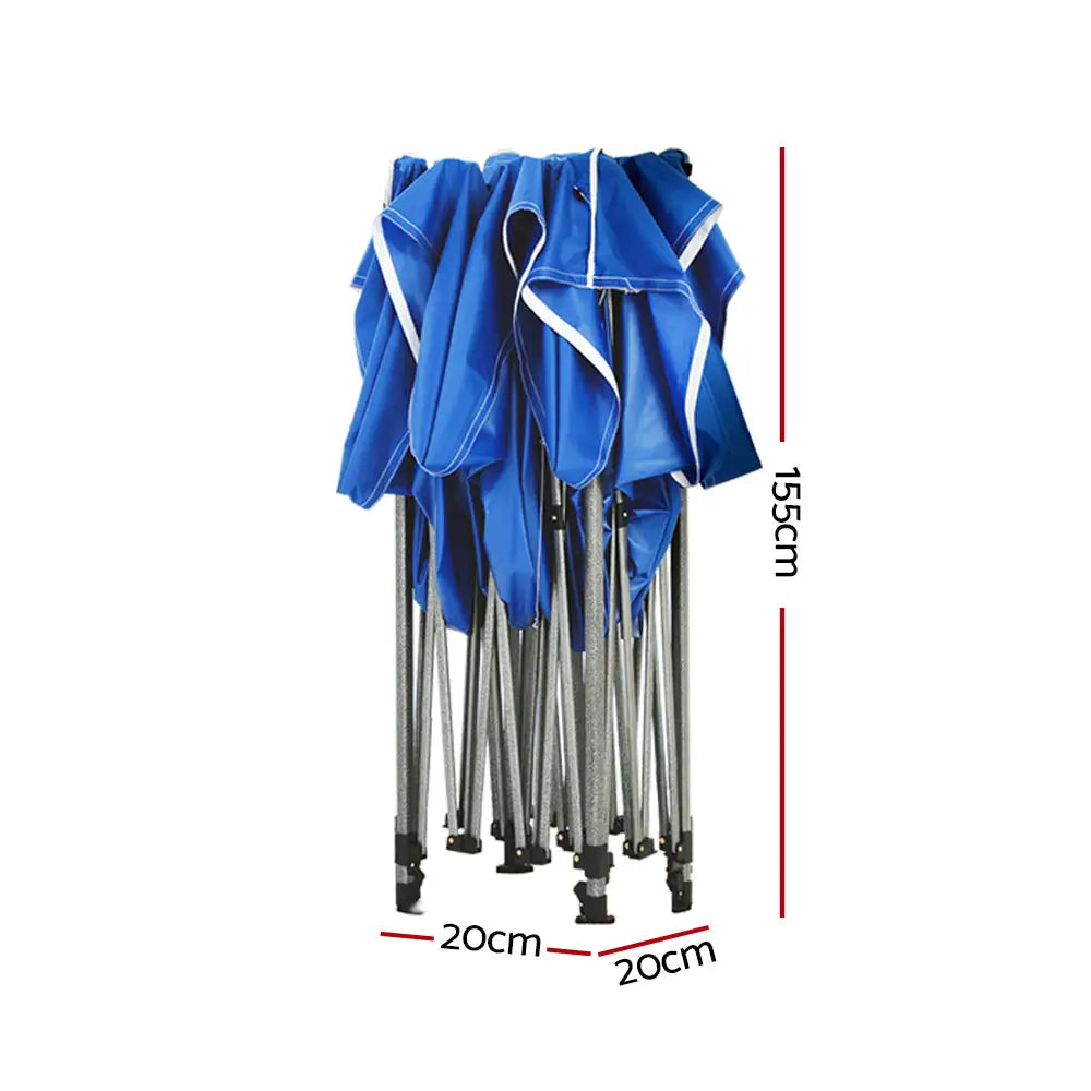 Instahut Gazebo Pop Up 3x3m w/Base Podx4 Marquee Folding Outdoor Wedding Camping Tent Shade Canopy Blue - Home & Garden