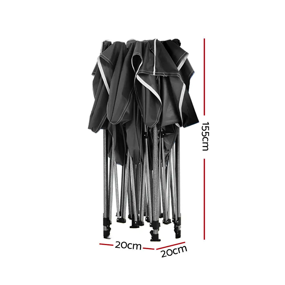 Instahut Gazebo Pop Up 3x3m w/Base Podx4 Marquee Folding Outdoor Wedding Camping Tent Shade Canopy Black - Home &