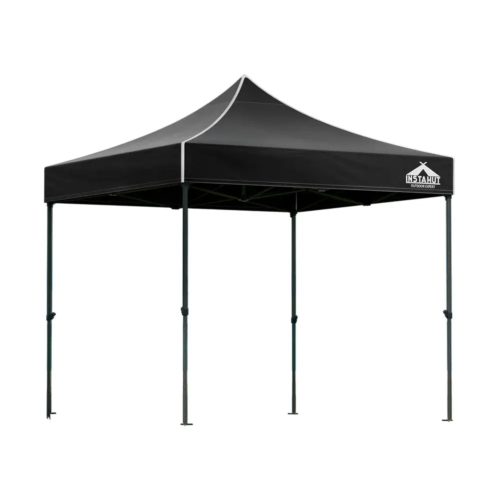 Instahut Gazebo Pop Up 3x3m w/Base Podx4 Marquee Folding Outdoor Wedding Camping Tent Shade Canopy Black - Home &