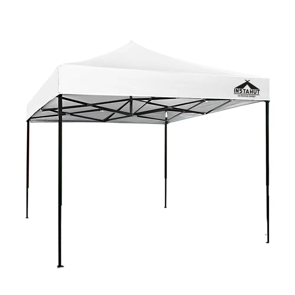 Instahut Gazebo Pop Up 3x3m w/Base Podx4 Marquee Folding Outdoor Wedding Camping Tent Shade Canopy White - Home &