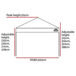 Instahut Gazebo Pop Up 3x3m w/Base Podx4 Marquee Folding Outdoor Wedding Camping Tent Shade Canopy White - Home &