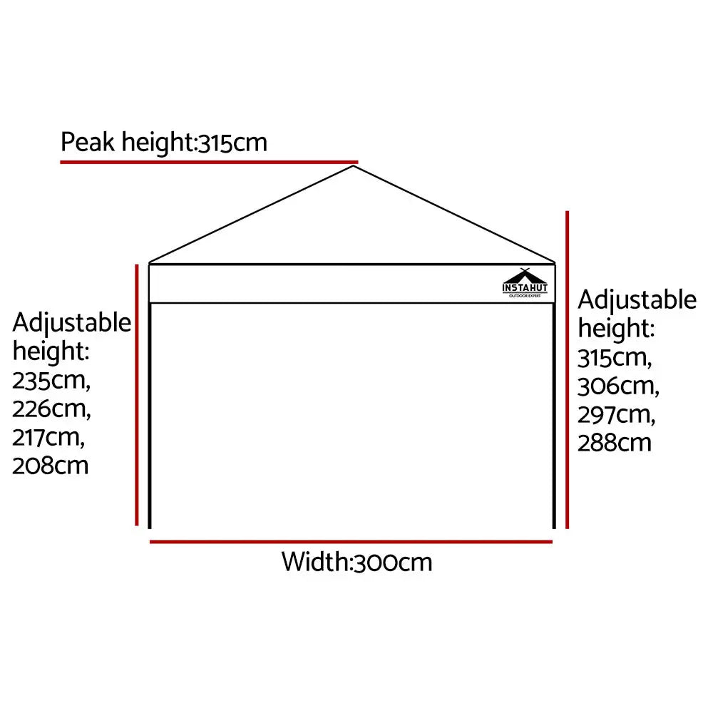 Instahut Gazebo Pop Up 3x3m w/Base Podx4 Marquee Folding Outdoor Wedding Camping Tent Shade Canopy White - Home &