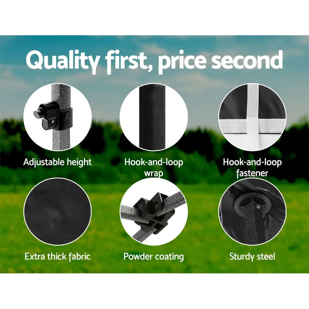 Instahut Gazebo Pop Up 3x3m w/Base Podx4 Marquee Folding Outdoor Wedding Camping Tent Shade Canopy Black - Home &