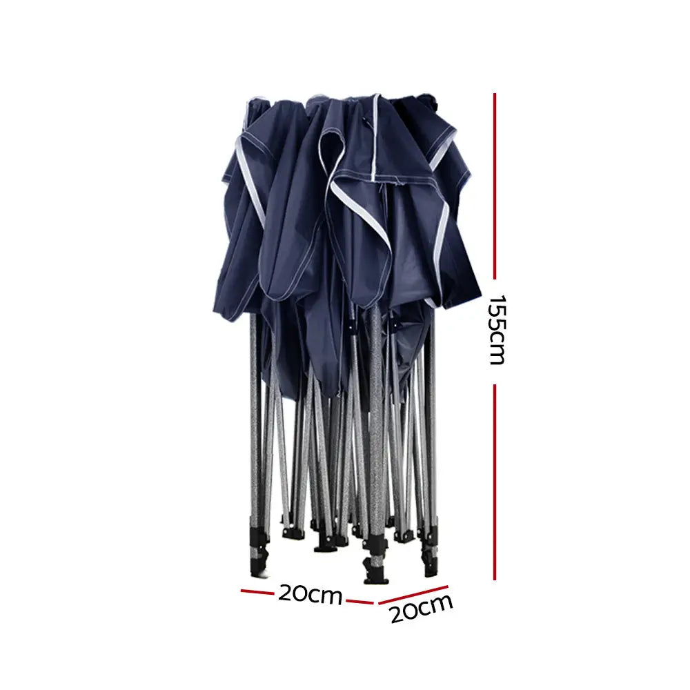 Instahut Gazebo Pop Up 3x3m w/Base Podx4 Marquee Folding Outdoor Wedding Camping Tent Shade Canopy Navy - Home & Garden