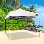 Instahut Gazebo Pop Up 3x3m w/Base Podx4 Marquee Folding Outdoor Wedding Camping Tent Shade Canopy White - Home &