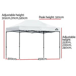 Instahut Gazebo Pop Up 3x4.5m w/Base Podx4 Marquee Folding Outdoor Wedding Camping Tent Shade Canopy White - Home &