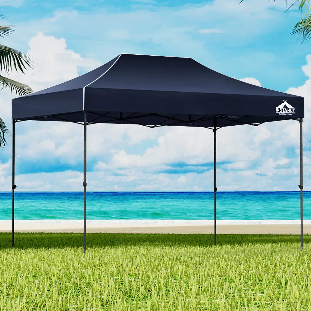 Instahut Gazebo Pop Up 3x4.5m w/Base Podx4 Marquee Folding Outdoor Wedding Camping Tent Shade Canopy Navy - Home &