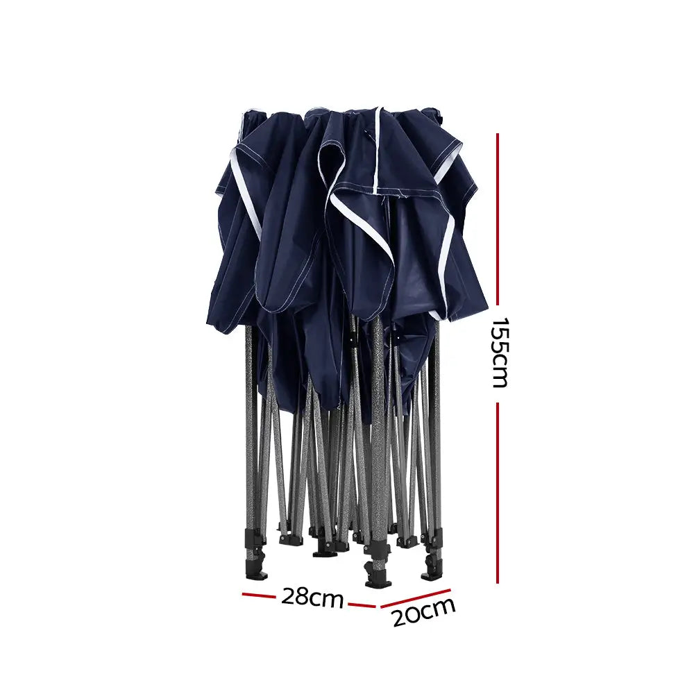 Instahut Gazebo Pop Up 3x4.5m w/Base Podx4 Marquee Folding Outdoor Wedding Camping Tent Shade Canopy Navy - Home &