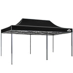 Instahut Gazebo Pop Up 3x6m w/Base Podx4 Marquee Folding Outdoor Wedding Camping Tent Shade Canopy Black - Home &