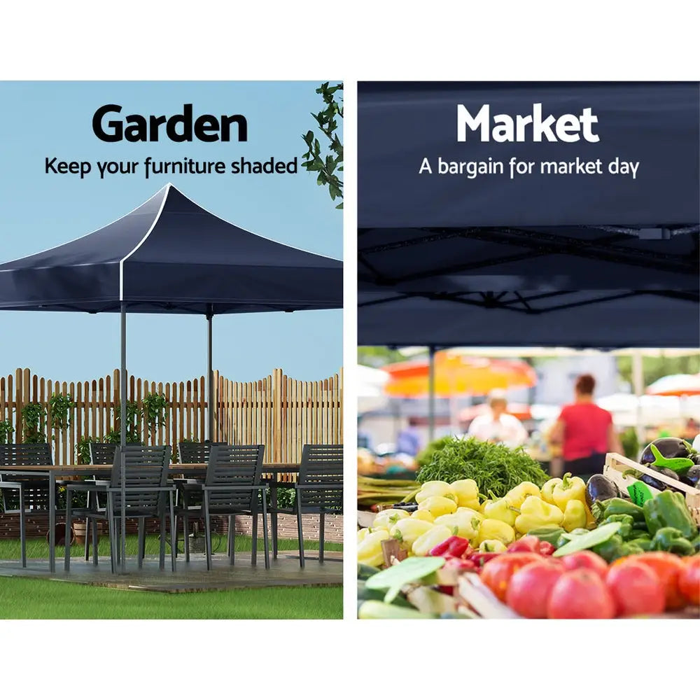 Instahut Gazebo Pop Up Marquee 3x3m Folding Tent Wedding Outdoor Camping Canopy Gazebos Shade Navy - Home & Garden >