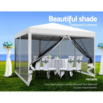 Instahut Gazebo Pop Up Marquee 3x3m Wedding Party Outdoor Camping Tent Canopy Shade Mesh Wall White - Home & Garden >