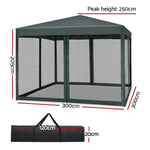 Instahut Gazebo Pop Up Marquee 3x3m Wedding Party Outdoor Camping Tent Canopy Shade Mesh Wall Grey - Home & Garden >
