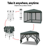 Instahut Gazebo Pop Up Marquee 3x3m Wedding Party Outdoor Camping Tent Canopy Shade Mesh Wall Grey - Home & Garden >