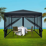 Instahut Gazebo Pop Up Marquee 3x3m Wedding Party Outdoor Camping Tent Canopy Shade Mesh Wall Black - Home & Garden >