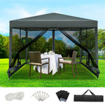 Instahut Gazebo Pop Up Marquee 3x3m Wedding Party Outdoor Camping Tent Canopy Shade Mesh Wall Grey - Home & Garden >