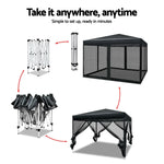 Instahut Gazebo Pop Up Marquee 3x3m Wedding Party Outdoor Camping Tent Canopy Shade Mesh Wall Black - Home & Garden >