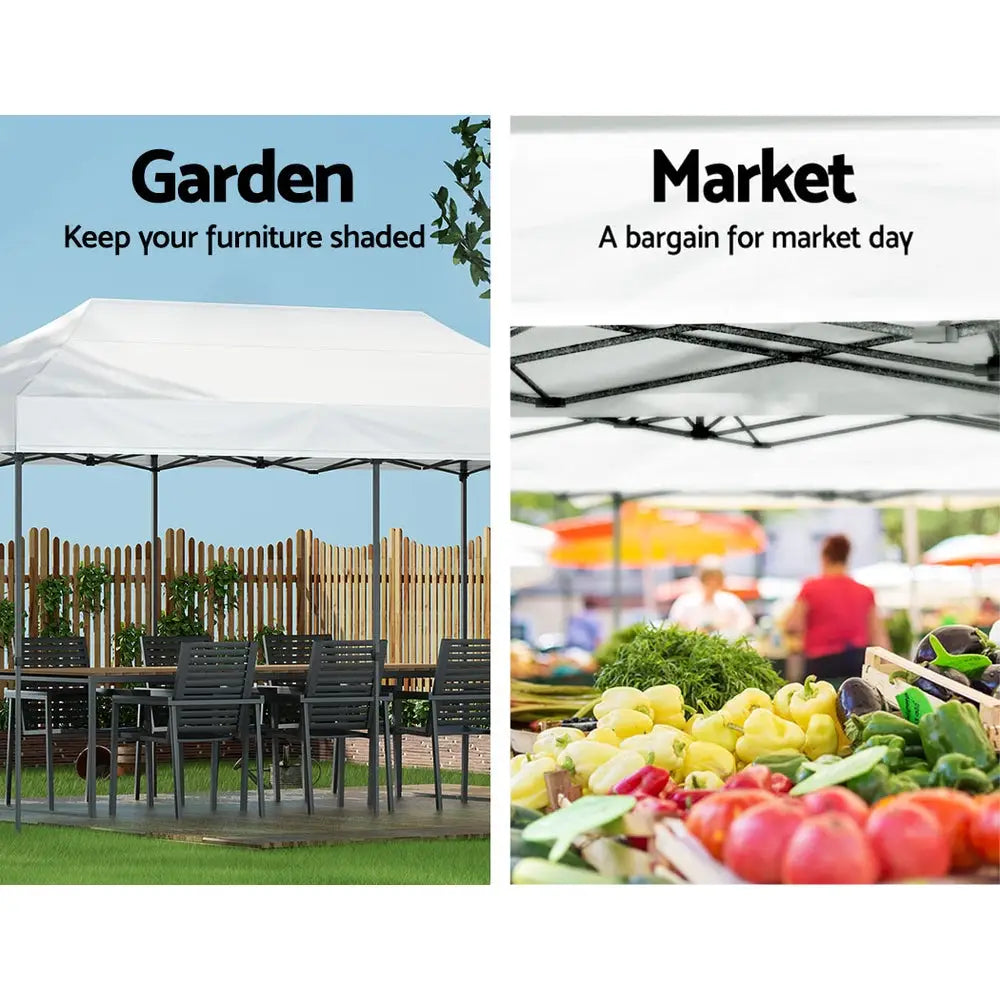 Instahut Gazebo Pop Up Marquee 3x6m Folding Tent Wedding Outdoor Camping Canopy Gazebos Shade White - Occasions >