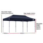 Instahut Gazebo Pop Up Marquee 3x6m Folding Tent Wedding Outdoor Camping Canopy Gazebos Shade Navy - Home & Garden >