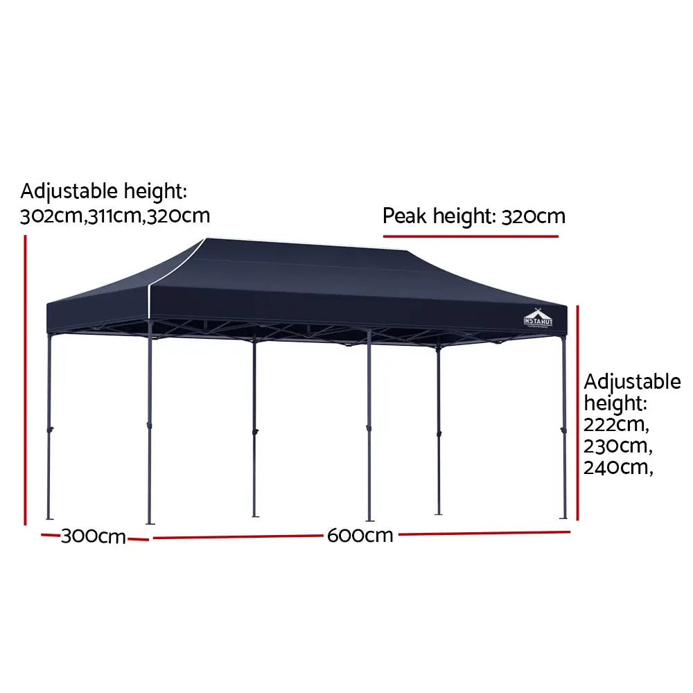 Instahut Gazebo Pop Up Marquee 3x6m Folding Tent Wedding Outdoor Camping Canopy Gazebos Shade Navy - Home & Garden >