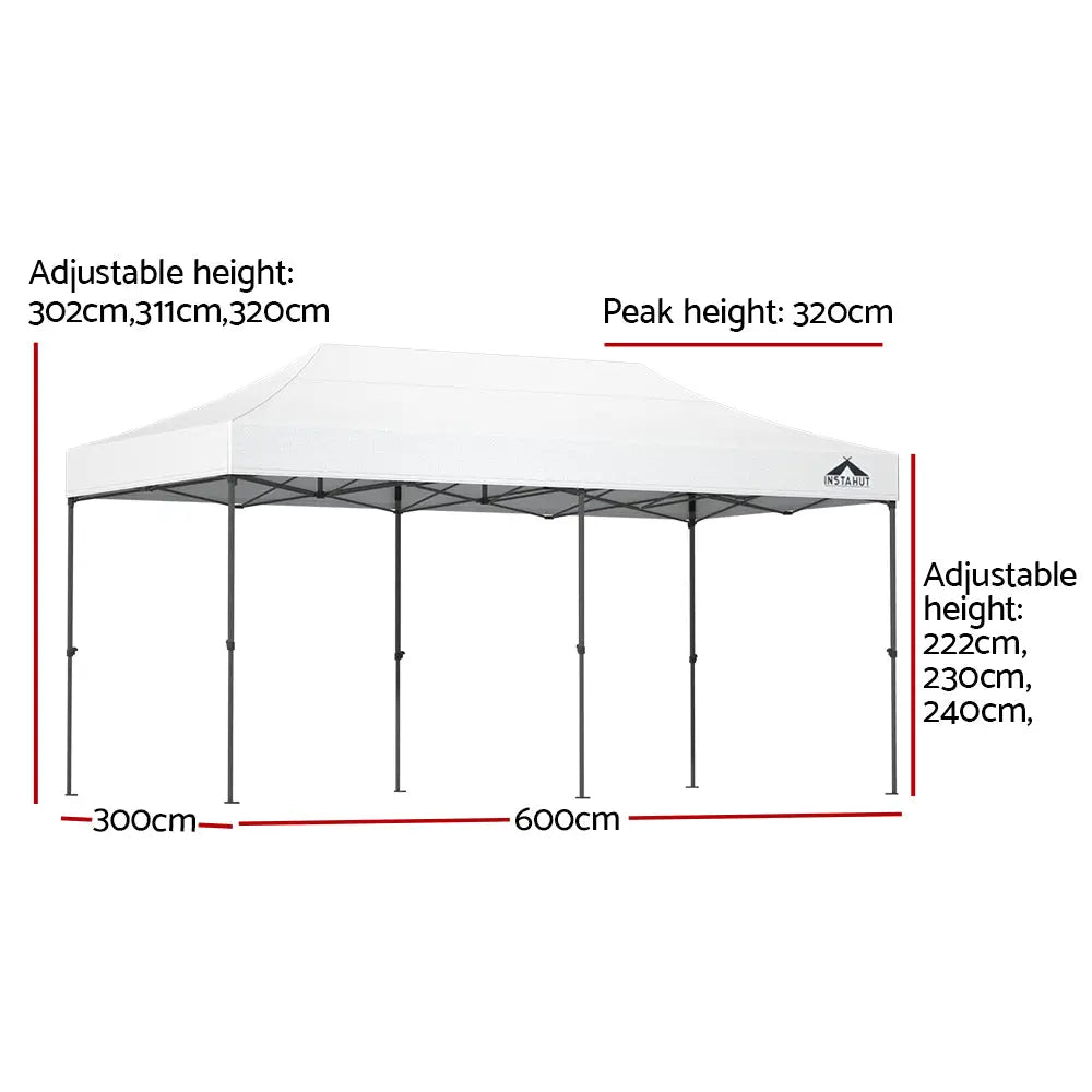 Instahut Gazebo Pop Up Marquee 3x6m Folding Tent Wedding Outdoor Camping Canopy Gazebos Shade White - Occasions >