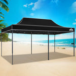 Instahut Gazebo Pop Up Marquee 3x6m Folding Tent Wedding Outdoor Camping Canopy Gazebos Shade Black - Home & Garden >