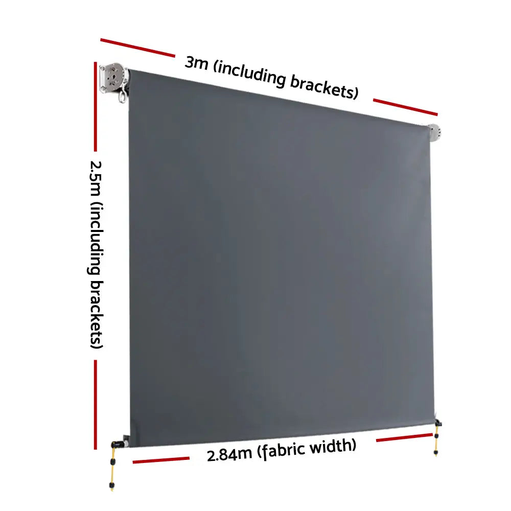 Instahut Outdoor Blind Window Roll Down Awning Canopy Privacy Screen 3X2.5M - Home & Garden > Shading